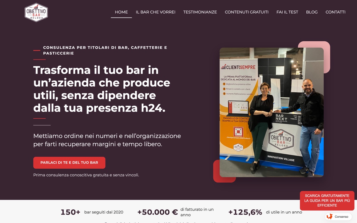 La stessa home dopo il rifacimento